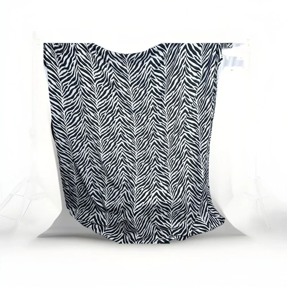 Black White ZEBRA Animal Print Thin Shower Curtain 72